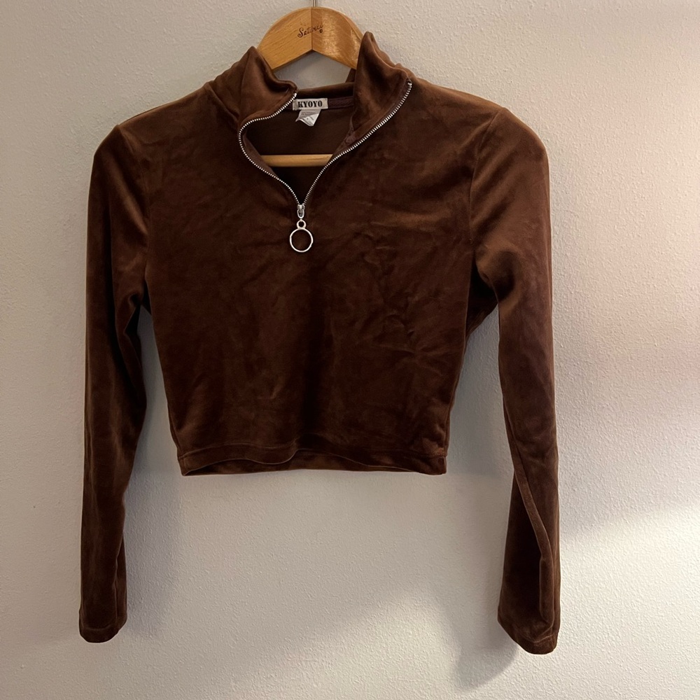Velvet Brown Long Sleeve Top